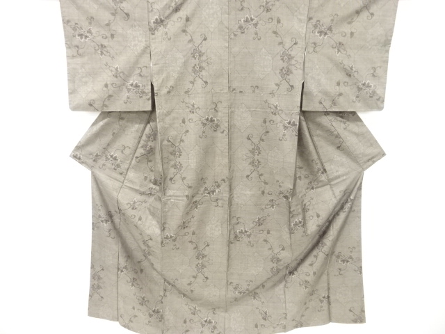 JAPANESE KIMONO / VINTAGE KIMONO / SILK / DORO OSHIMA TSUMUGI / WOVEN KIKKO & ARABESQUE FLOWER 